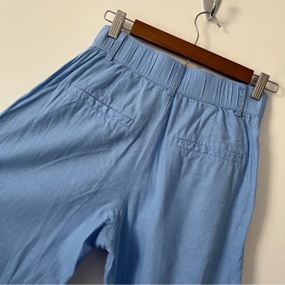 Abercrombie & Fitch Sloane Tailored Wide Leg Pants Linen Blue Small Short - Picture 7 of 13